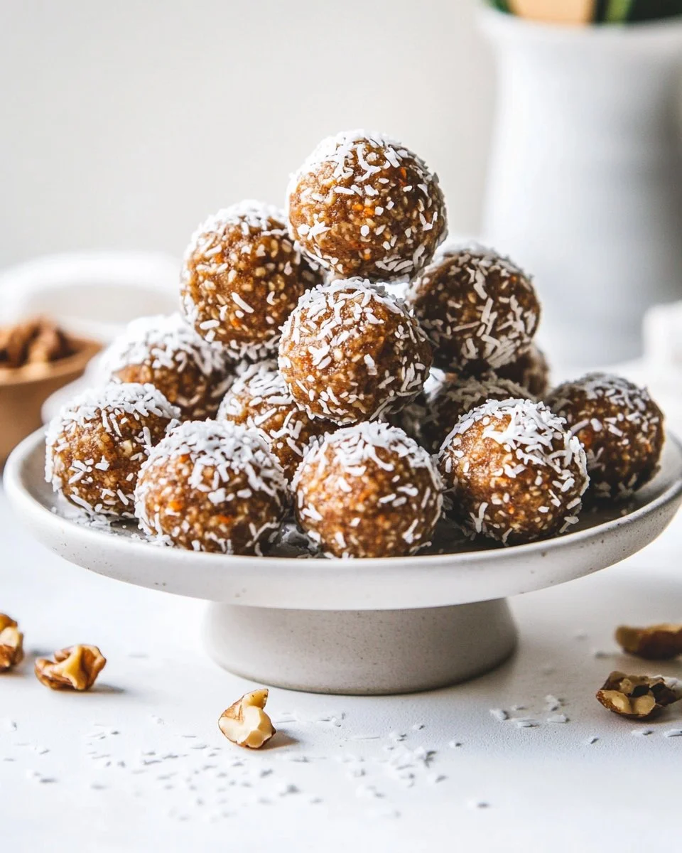 Healthy Carrot Cake Energy Balls made with natural ingredients