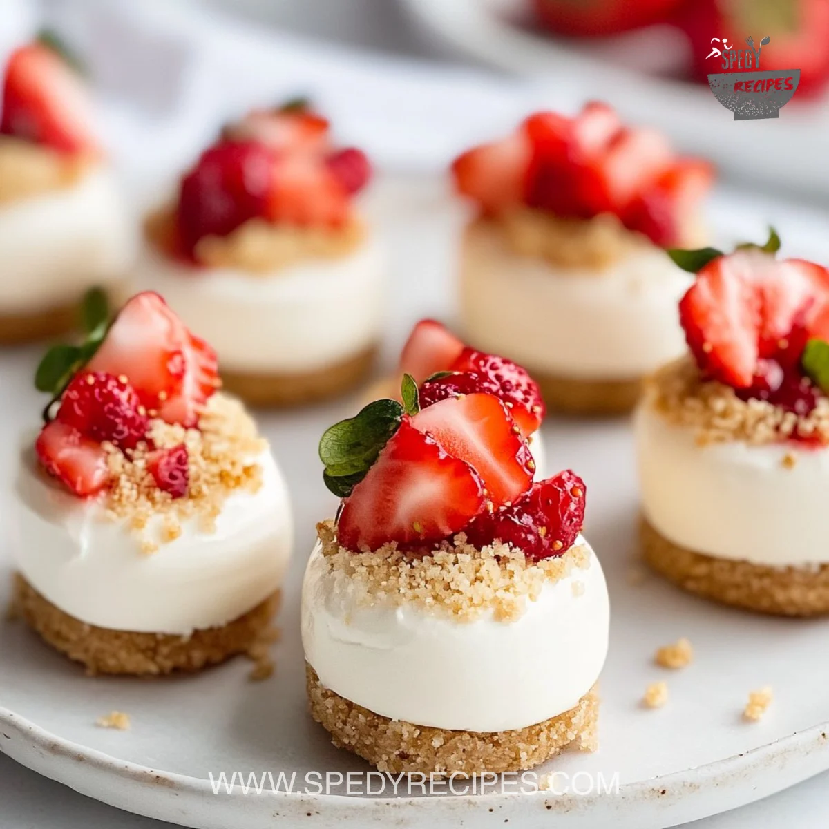 Cheesecake Bites with Strawberries