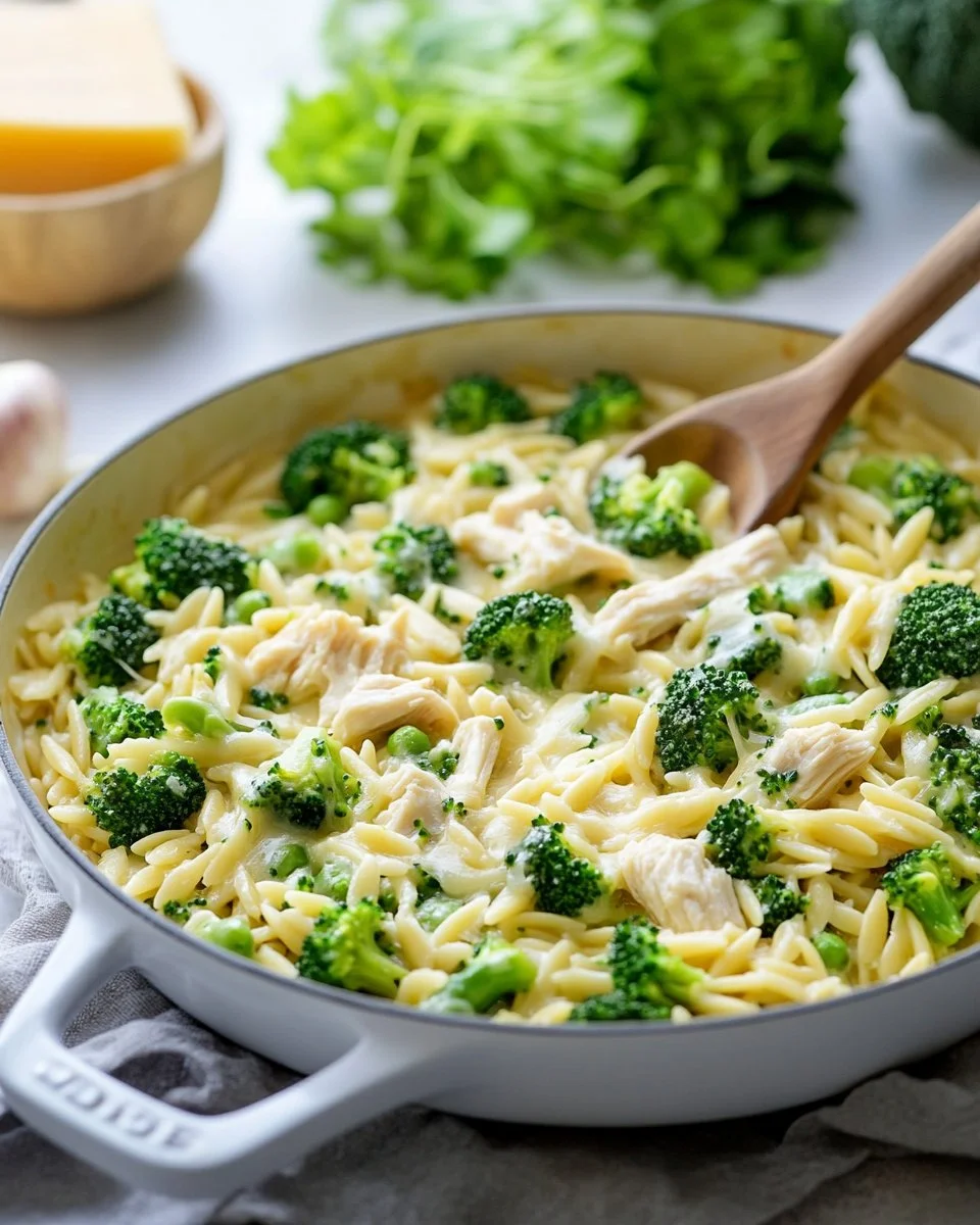 Cheesy Chicken Broccoli Orzo