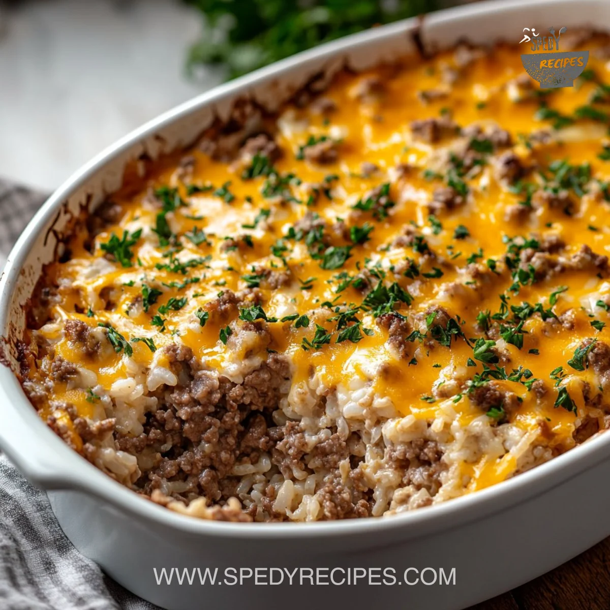 Cheesy Ground Beef and Rice Casserole