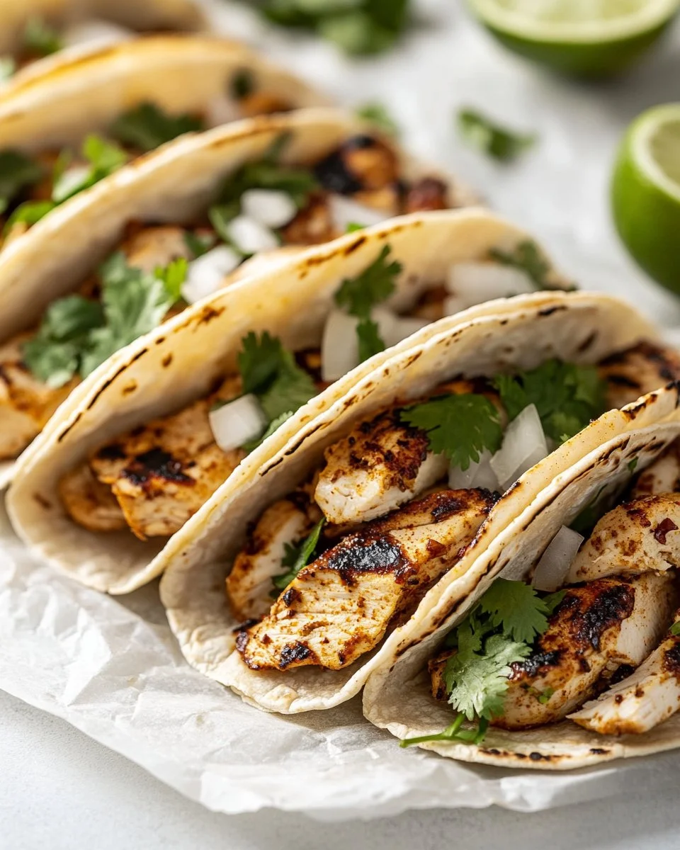 Delicious Chicken Street Tacos with fresh ingredients and spices