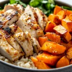 Delicious Chicken & Sweet Potato Rice Bowl, a healthy meal option