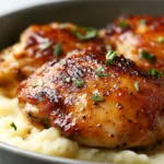 Chipotle Honey Chicken Thighs with Smoked Gouda Mashed Potatoes dish