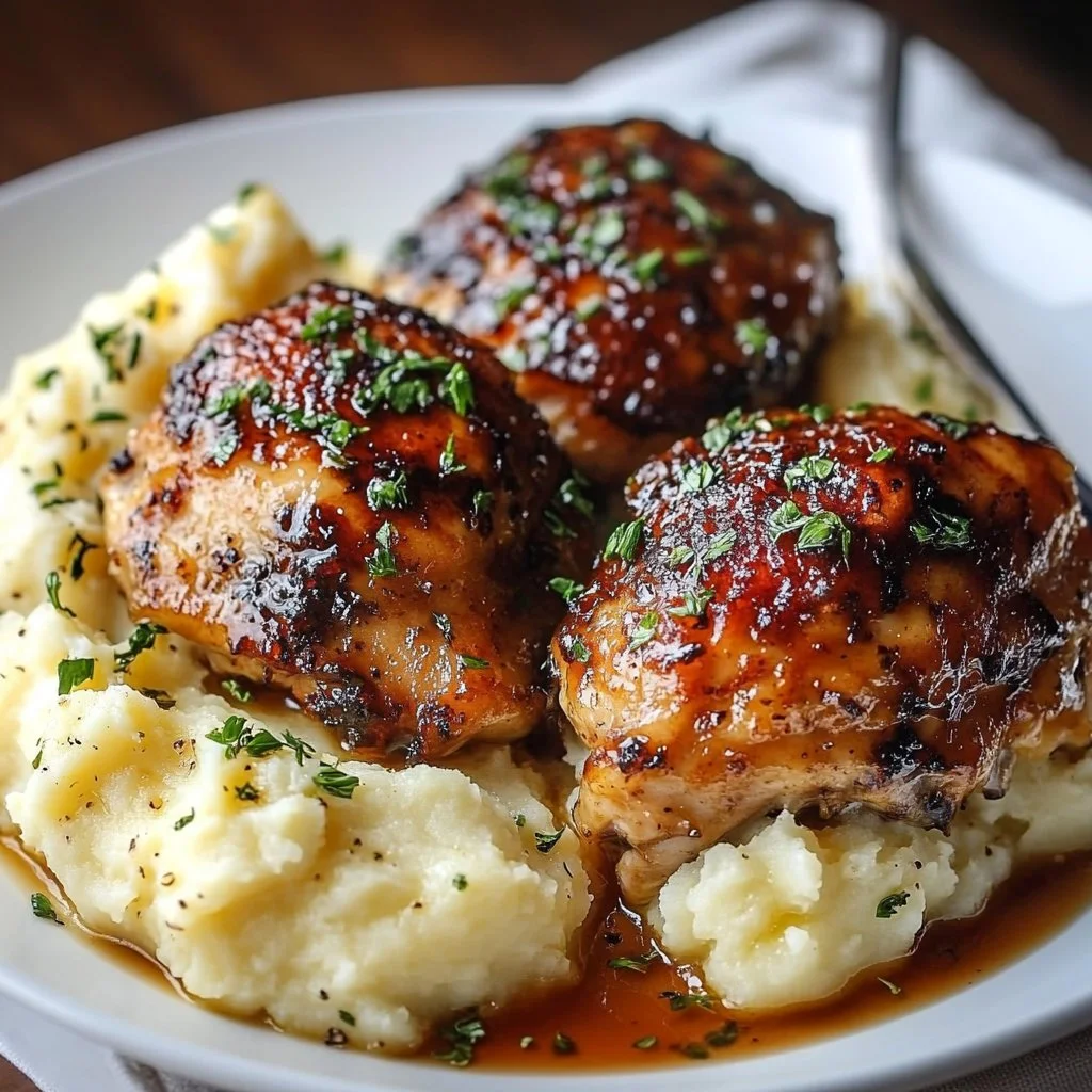 Chipotle Honey Chicken Thighs with Smoked Gouda Mashed Potatoes