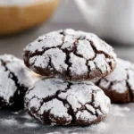 Deliciously baked chocolate crinkle cookies dusted with powdered sugar