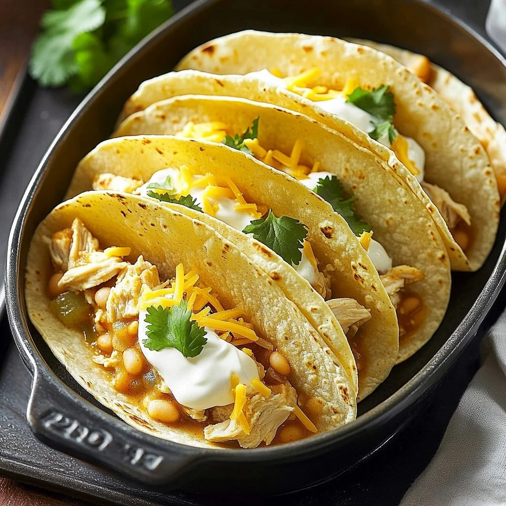 Corn Tortilla White Chicken Chili Tacos