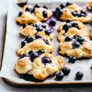Cottage Cheese Blueberry Cloud Bread served on a plate with fresh blueberries