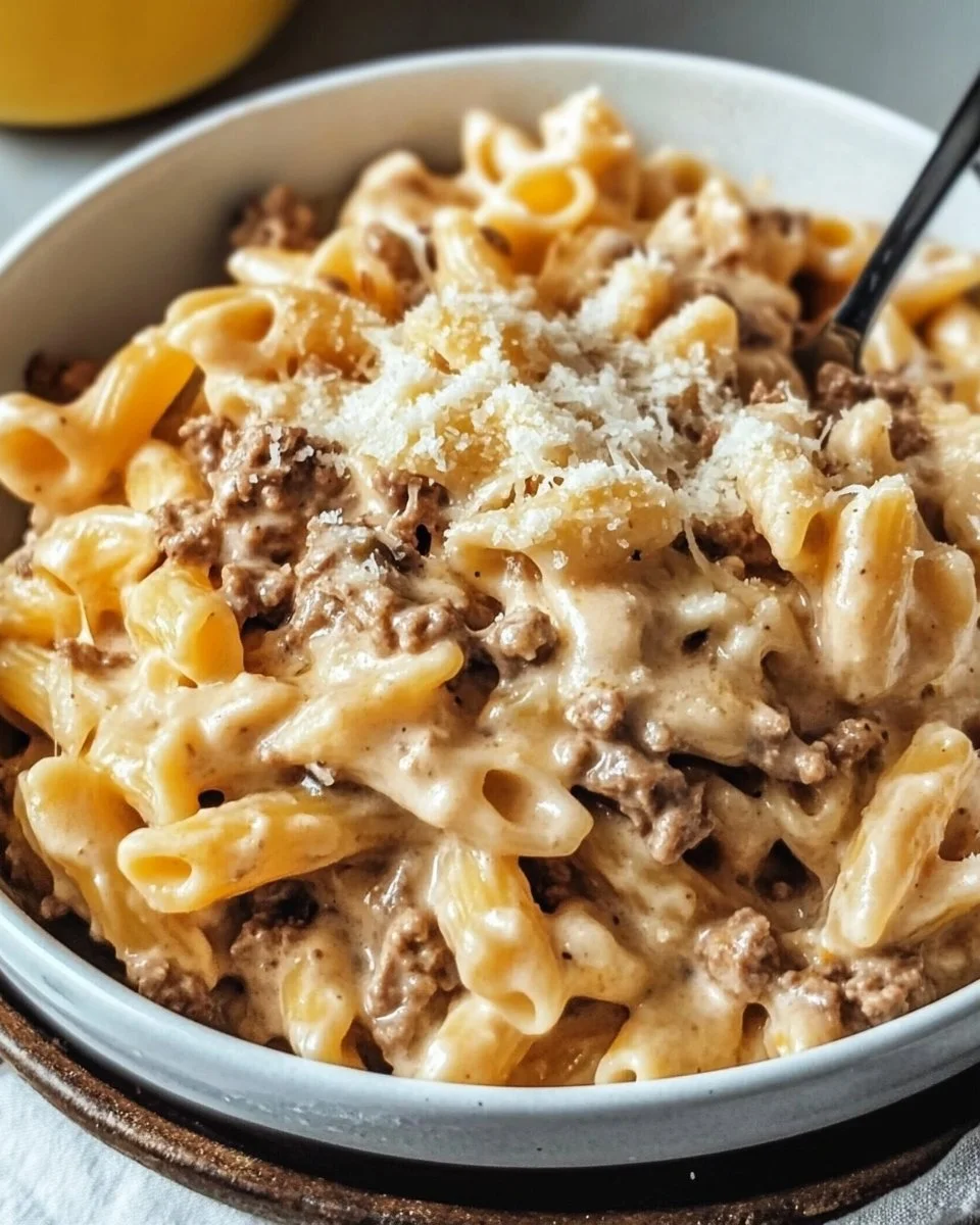 Creamy Cheese Pasta with Ground Beef