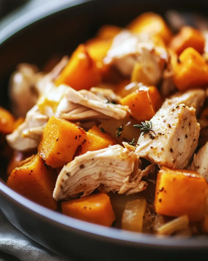 Crockpot Chicken and Sweet Potatoes Crockpot Chicken with Sweet Potatoes cooked in a slow cooker for a healthy meal