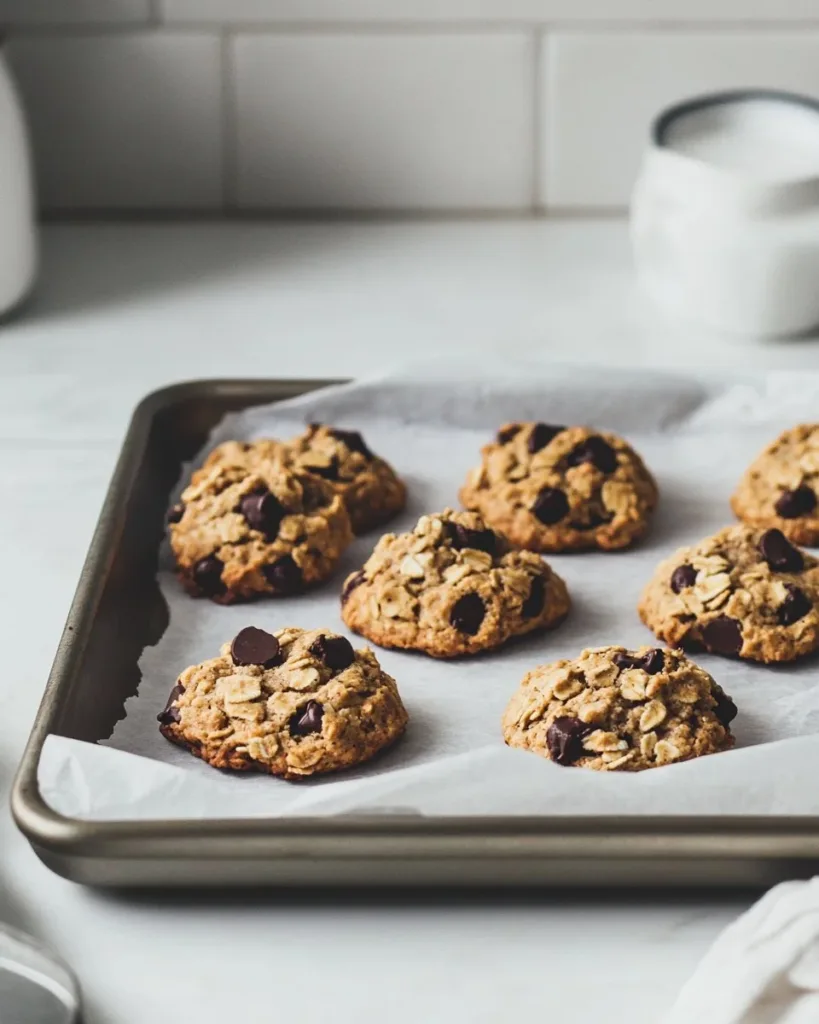 Crumbl Oatmeal Chocolate Chip Cookies with melted chocolate chips and oats.