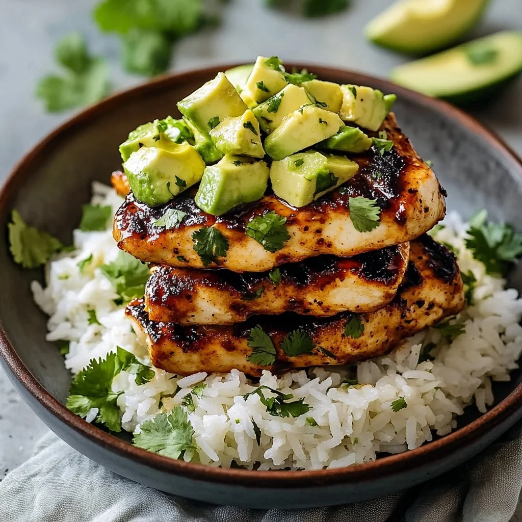 Delicious Honey Lime Chicken & Avocado Rice Stack Recipe