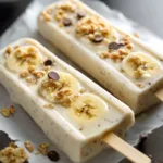 Frozen yogurt banana pops on a plate, a refreshing treat for summer.