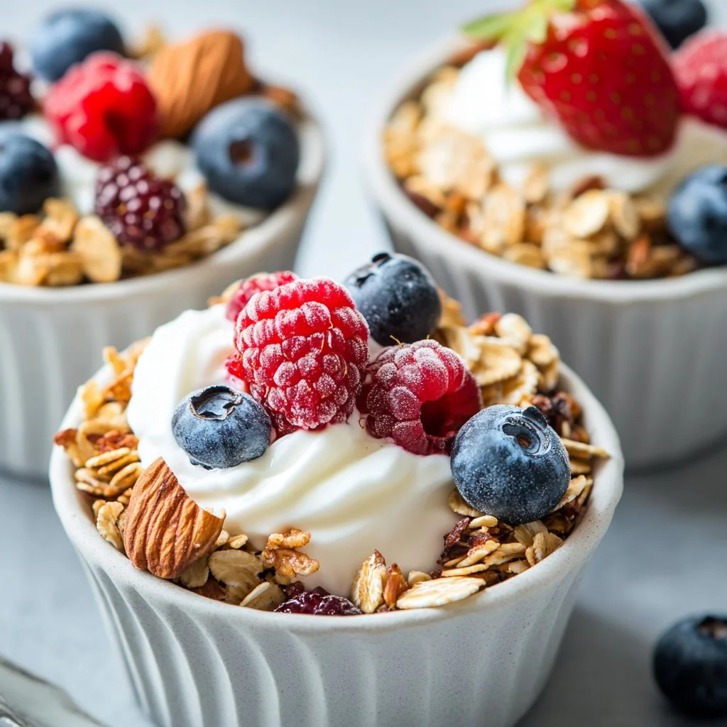 Frozen Yogurt Granola Cups with Berries