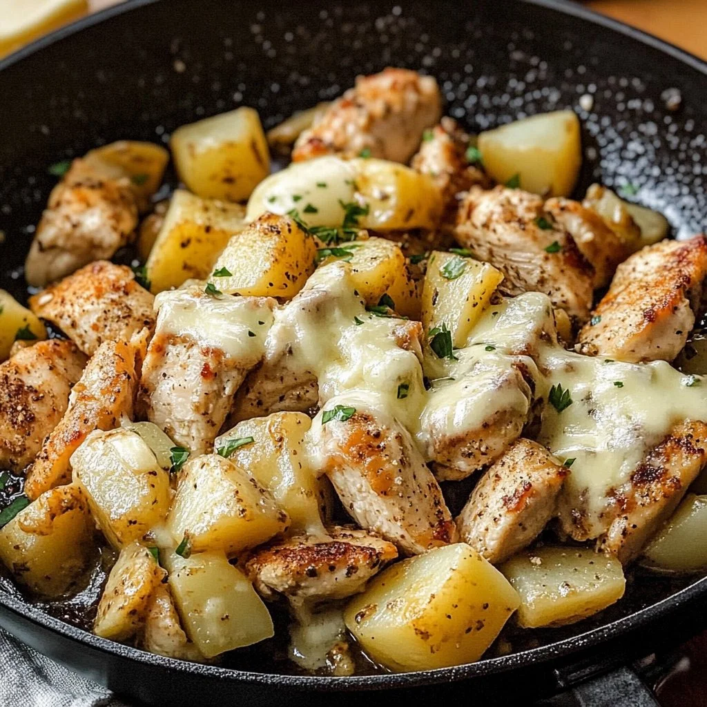 Garlic Parmesan Chicken and Potatoes Skillet