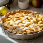 Glazed Layered Apple Cake with fresh apple slices and icing