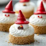 Delicious Gnome Mini Cheesecakes displayed on a festive table.