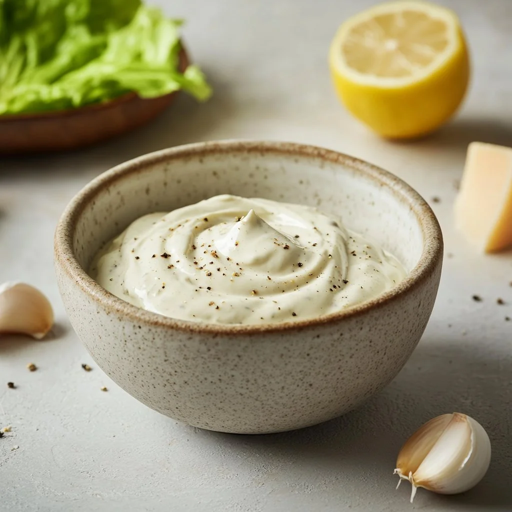 Healthy Caesar salad dressing made with fresh ingredients