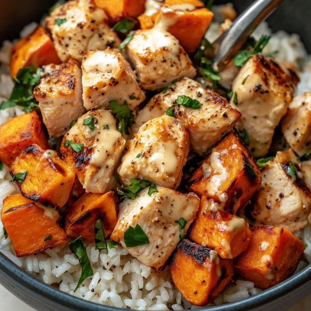 Healthy Chicken & Sweet Potato Rice Bowl