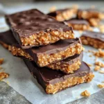 Delicious healthy homemade Butterfingers stacked on a plate