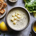 Homemade Caesar salad dressing without raw anchovies in a bowl