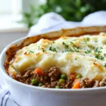 Delicious homemade Shepherd's Pie topped with creamy mashed potatoes