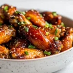 Delicious Honey Garlic Chicken Wings garnished and ready to serve.