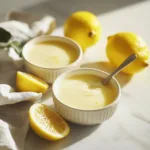 Delicious lemon posset dessert served in a elegant glass dish