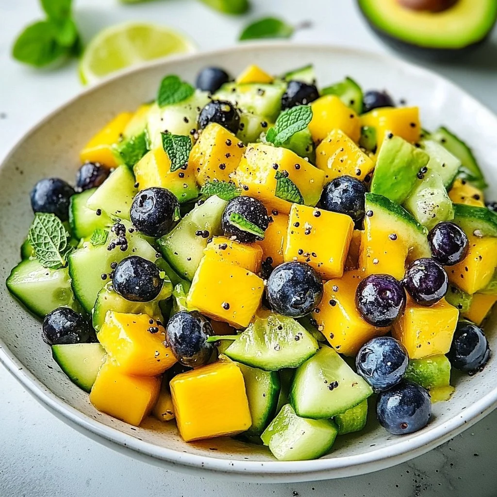Mango Cucumber Salad with Blueberries and Avocado