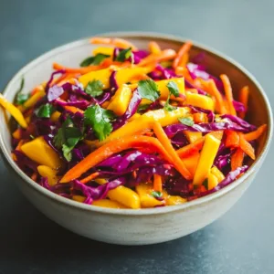 Fresh Mango Slaw with colorful vegetables and a tangy dressing