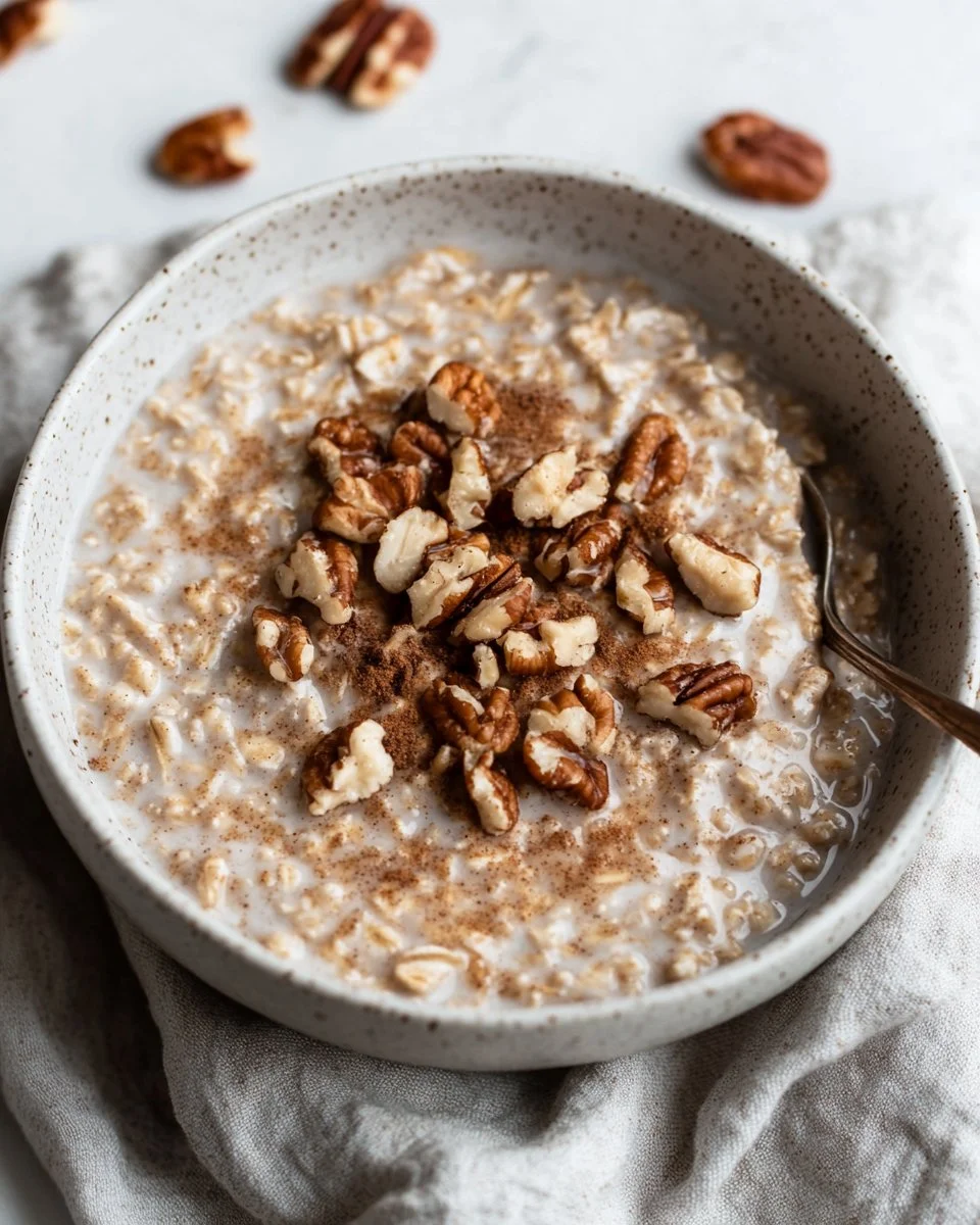 Maple Brown Sugar Overnight Oats in a jar with fresh toppings