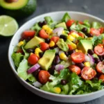 Colorful Mexican Chopped Salad with fresh vegetables and dressing