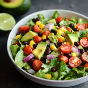 Colorful Mexican Chopped Salad with fresh vegetables and dressing