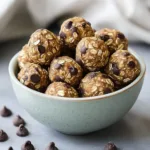 Healthy no-bake peanut butter energy bites on a plate