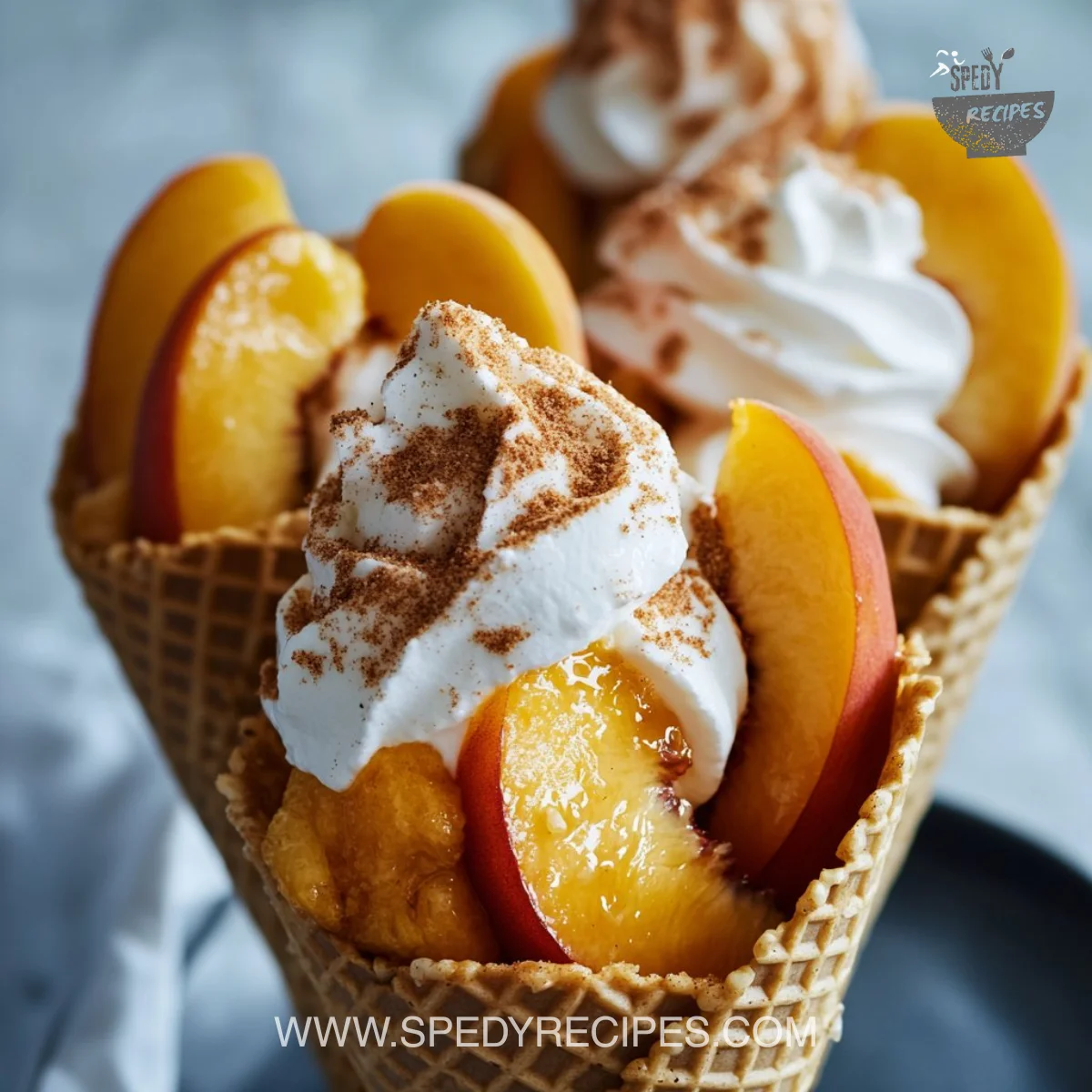 Peach Cobbler Cheesecake Cones