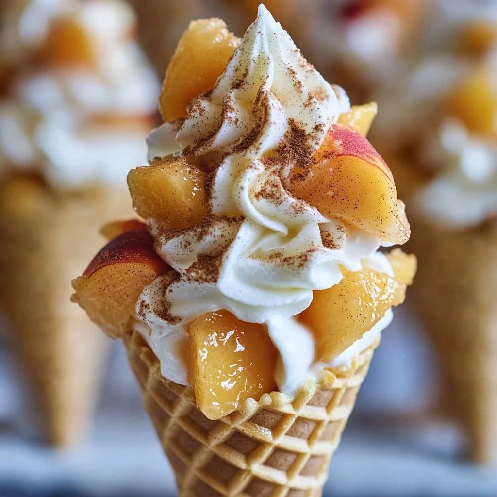 Peach Cobbler Cheesecake Cones