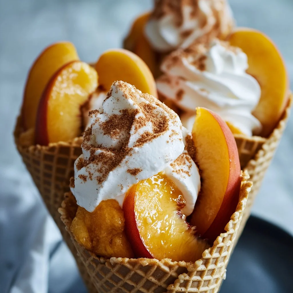 Peach Cobbler Cheesecake Cones
