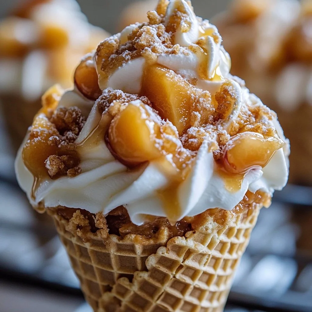 Peach Cobbler Cheesecake Cones