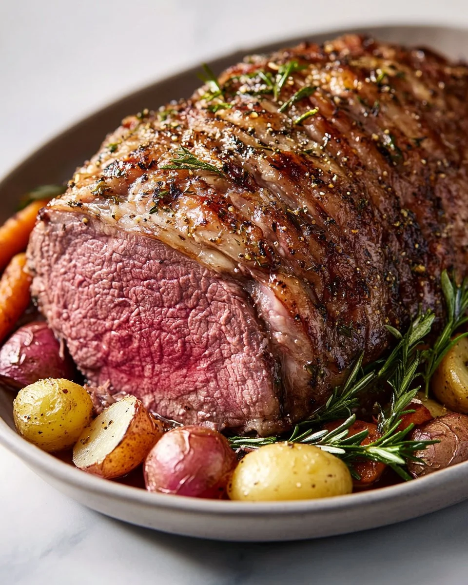 Perfect roasted leg of lamb with garlic served on a platter