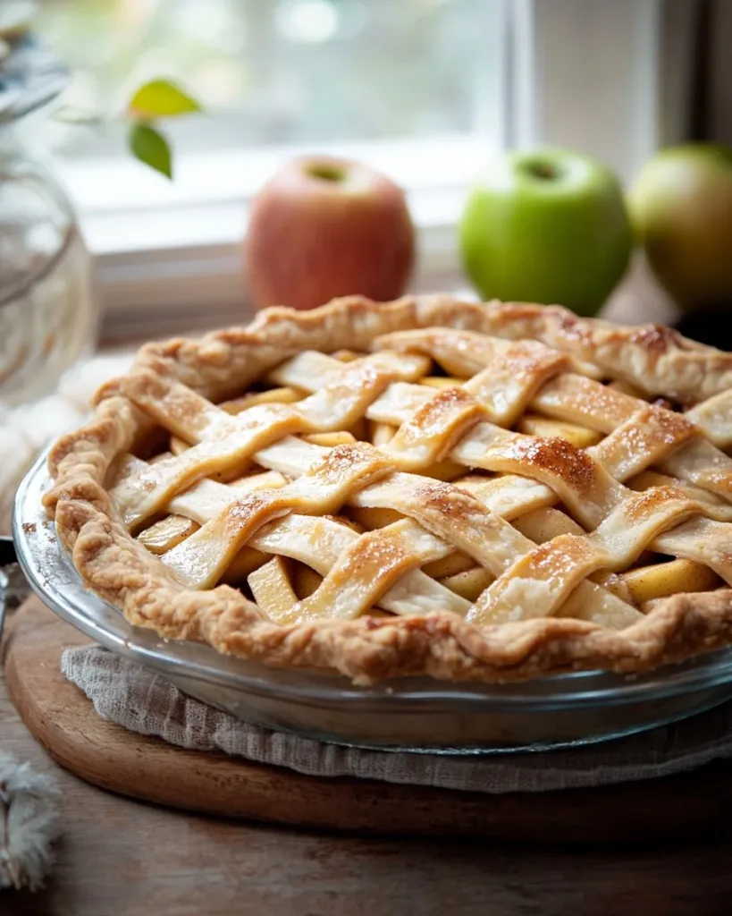 Rustic Apple Pie Delicious rustic apple pie with a golden crust and fresh apple filling