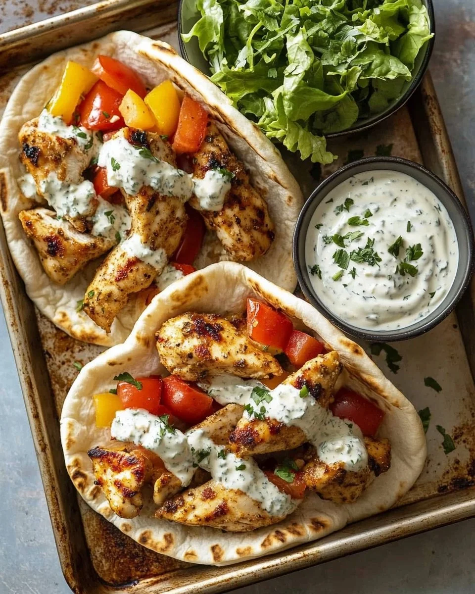 Sheet Pan Chicken Pitas with Herby Ranch Recipe