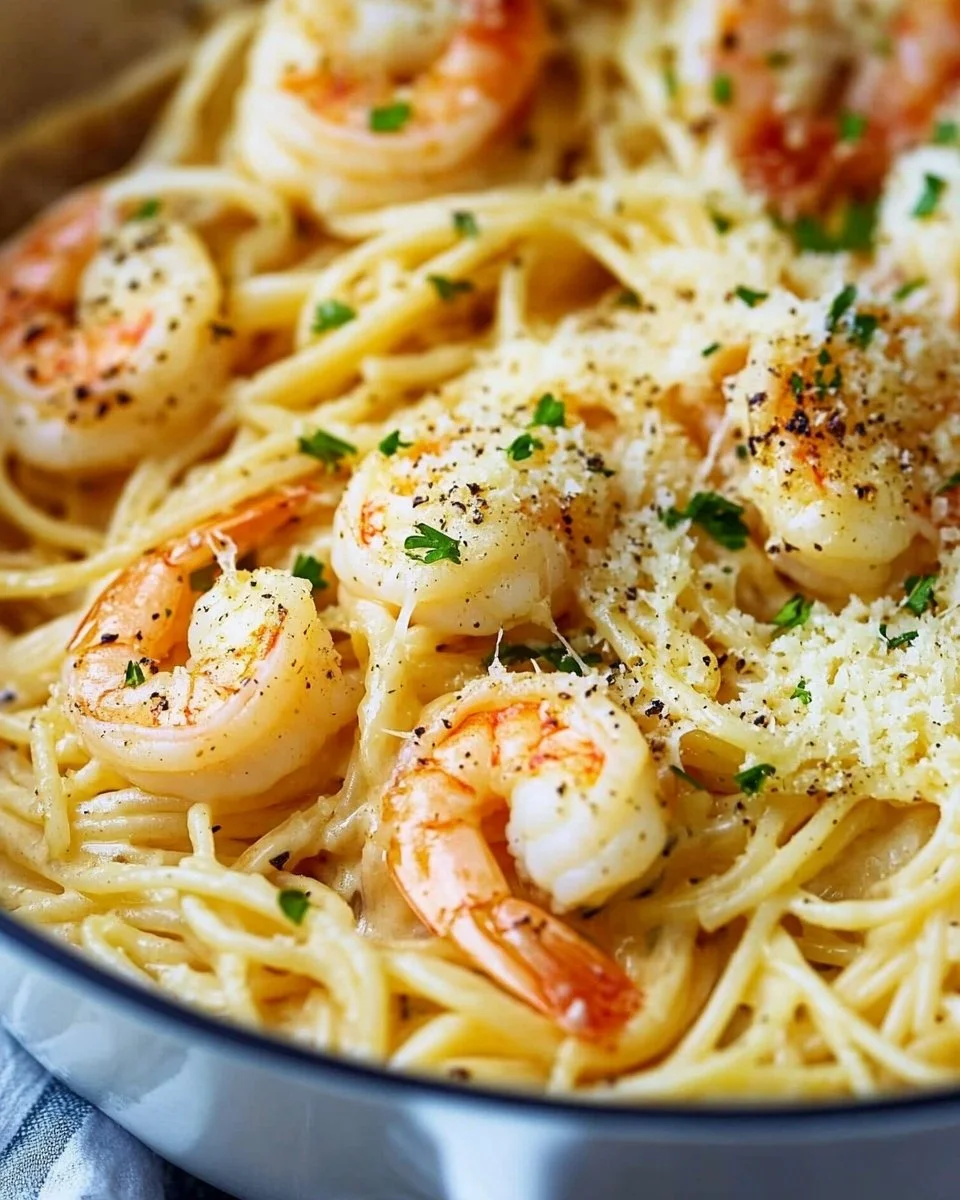Shrimp Scampi Garlic Cream Pasta