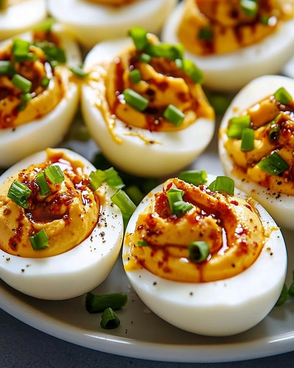 Spicy Chili Garlic Deviled Eggs