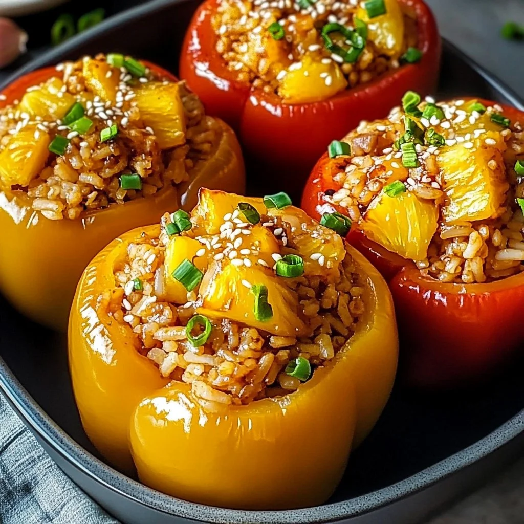 Stuffed Peppers with Chicken and Teriyaki Rice with Pineapple