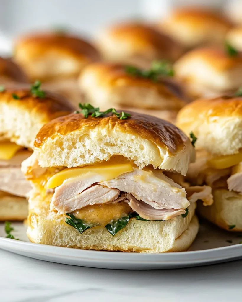 Turkey Swiss Sliders Turkey Swiss Sliders served on a plate with fresh ingredients