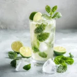 Refreshing Virgin Mojito with mint and lime served in a glass