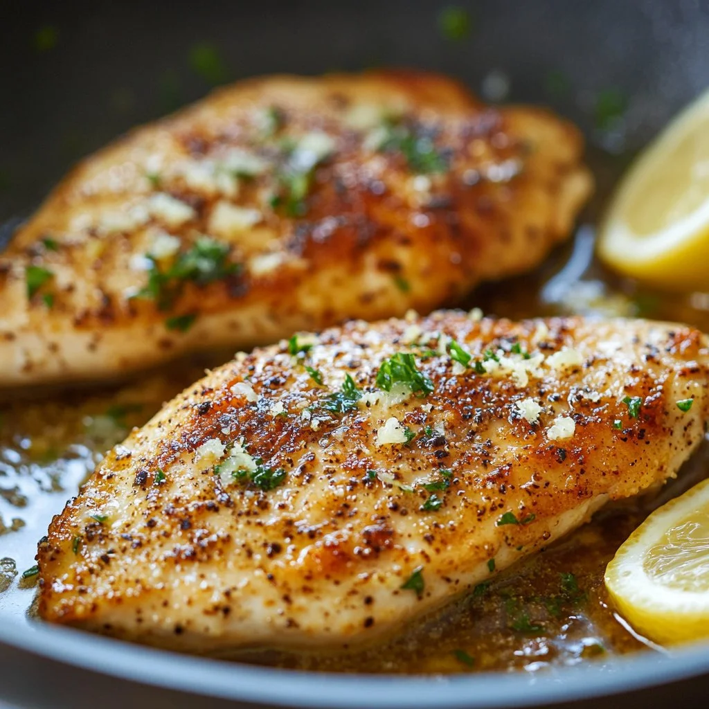 Quick and easy 30-minute lemon chicken recipe served with herbs.