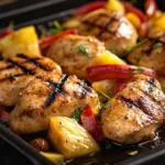 Grilled Blackstone Pineapple Chicken served on a plate