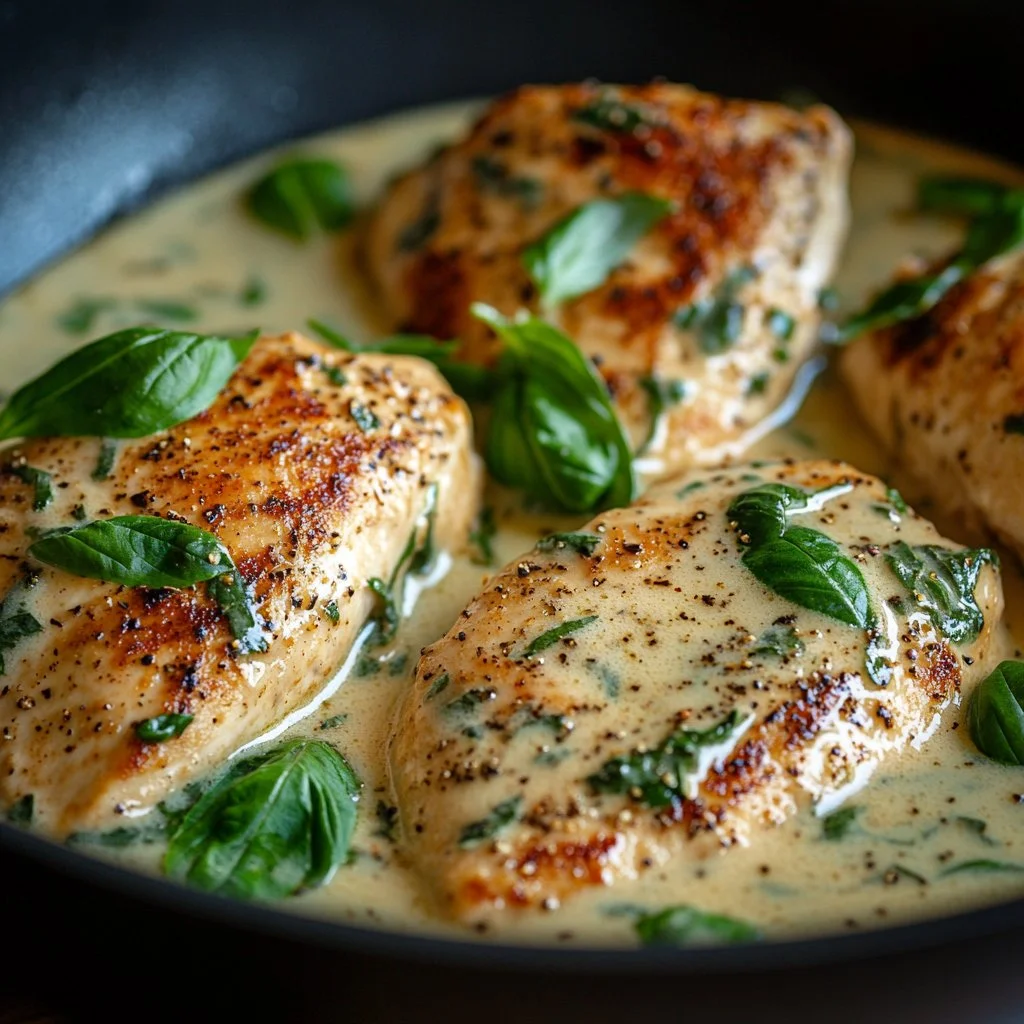 Chicken in Basil Cream Sauce