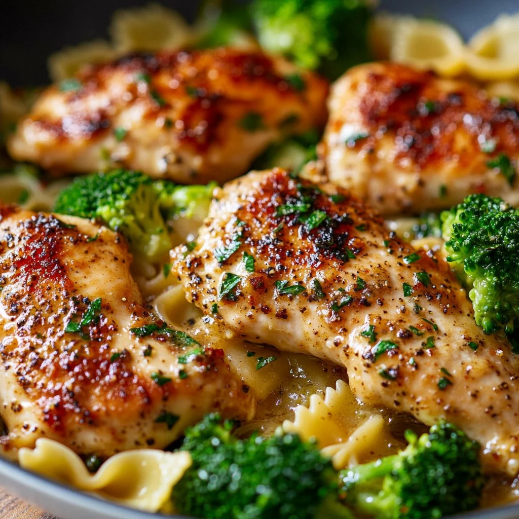 Cowboy Butter Lemon Bowtie Chicken with Broccoli