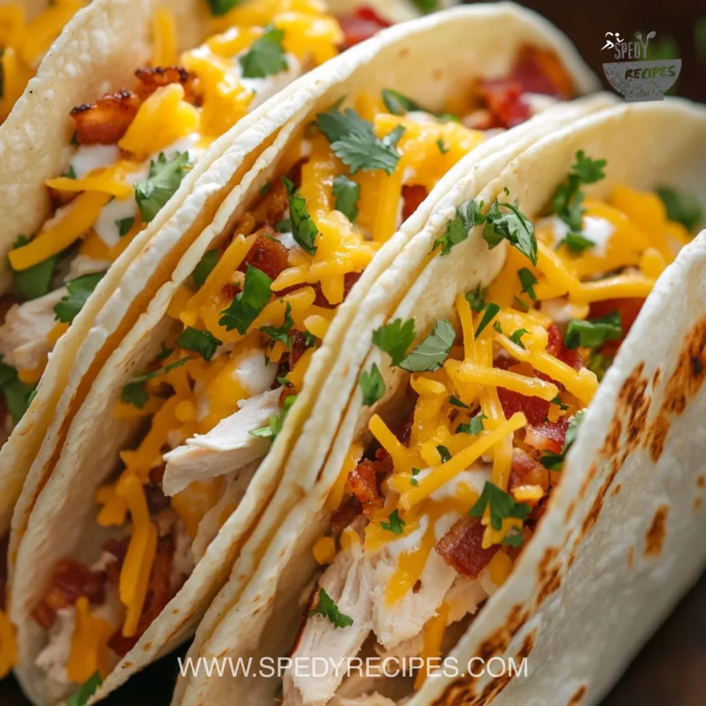 Crack Chicken Tacos Delicious Crack Chicken Tacos served on a plate with fresh toppings
